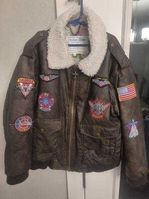 Flight Line Air Gear Kids Bomber Jacket Size 14/16 Faux Leather Flight Patches