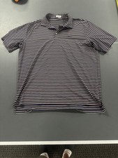 Peter Millar Summer Comfort Polo Shirt XXL Navy White Orange Striped Logo