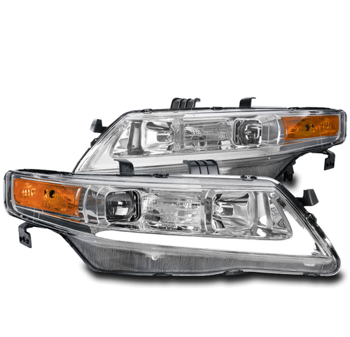 FOR 2004-2008 ACURA TSX CL9 CHROME SET PROJECTOR LED DRL BAR TUBE HEADLIGHT LAMP - Picture 1 of 4