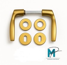 Coppia maniglie ottone satinato vintage per porta  interna + bocchette  incluse