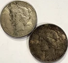 Lot of 2 1922 Peace Silver Dollar $1 Coins Circulated Silver Philadelphia Mint