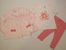 NWT DKNY 3pc set jacket long sleeve GIRL size 24M pink