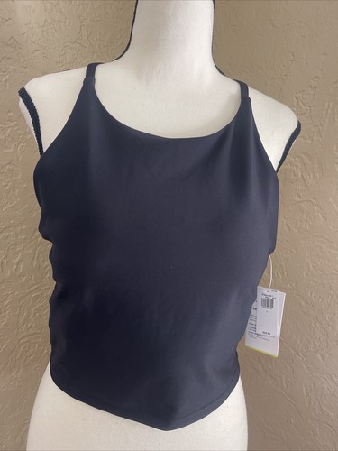 NWT OLD NAVY WOMENS BLACK SPORT BRA TOP SLEEVELESS SIZE L SCOOP NECK RACERBACK - Picture 2 of 12