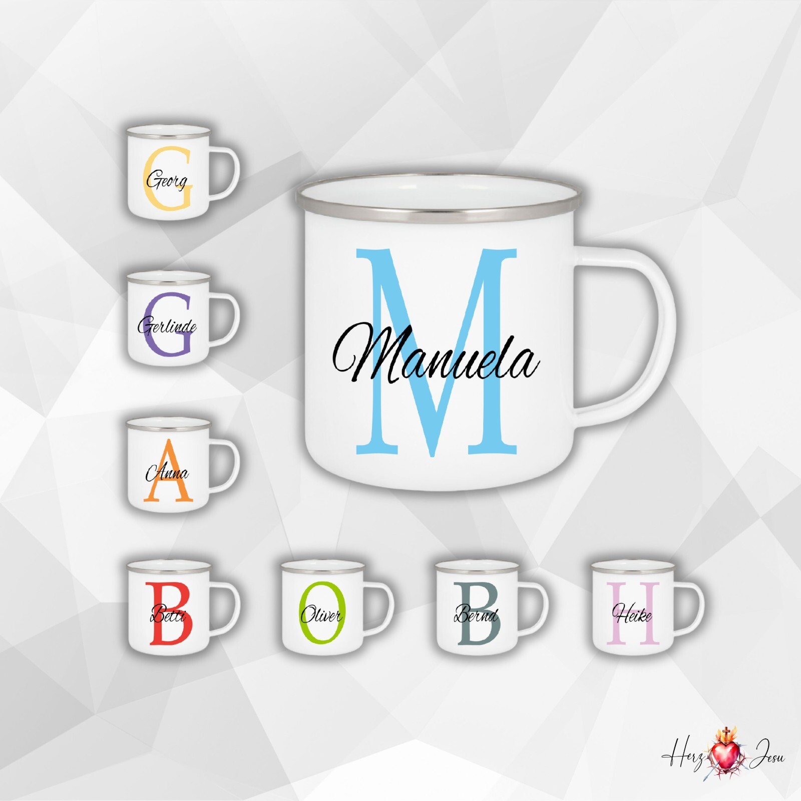 Personalisierte Emaille Tasse mit Namen Kaffee Geschenkidee Weihnachtstasse_006H