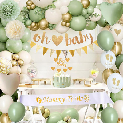 Babyparty Deko Junge, Baby Shower Deko Junge Mädchen Mit Luftballoons Grün Gold,