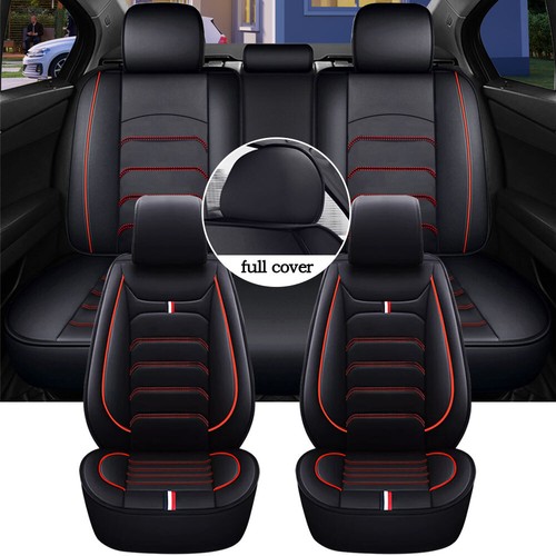 Universal Car Seat Cover 5 Seats Full Set PU Leather Front Rear Back Cushion - Picture 34 of 36