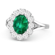 925 Sterling Silver 8X10 Green Cubic Zirconia Premium Adjustable Ring For Women