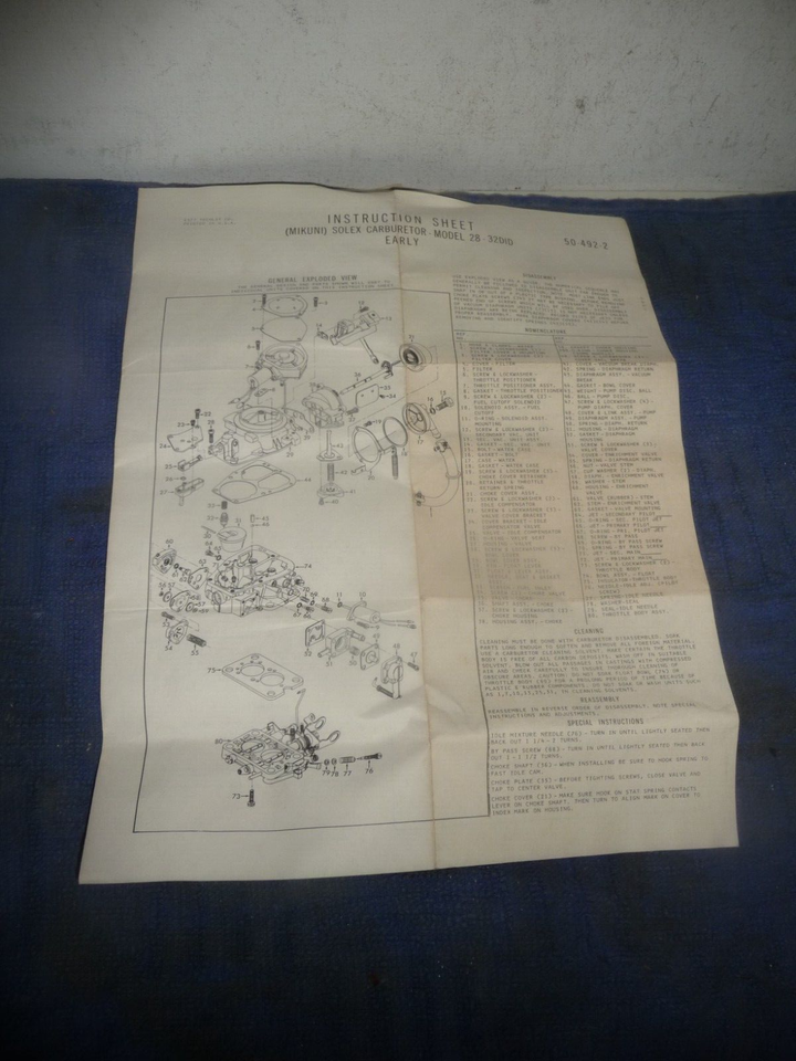 19751977 Dodge 1.6L 2.6L Warner Carburetor Kit 10454B with