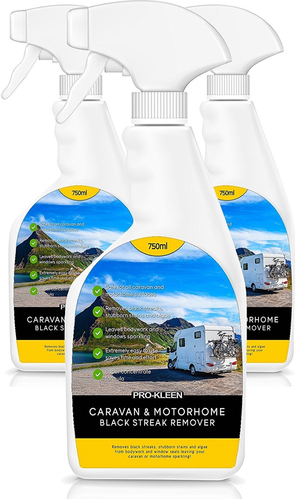 ProKleen Caravan & Motorhome Black Streak Remover Cleaner Wash 3 x 750ml