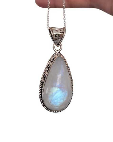 COLGANTE PLATA DE PRIMERA LEY 925 Y PIEDRA LUNA NATURAL