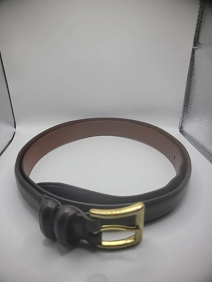 Cinturón de cuero Coach Mo marrón oscuro 40 herrajes de latón doble guardián para hombre o mujer Foto 2 de 4