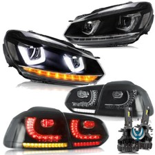 VLAND For 2008-2013 VW GOLF MK 6 VI LED Headlights+Smoked Rear Lights+LED Bulbs