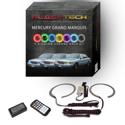 RGB Angel Eye LED Halo kit & Remote for 98-02 Mercury Grand Marquis Headlights