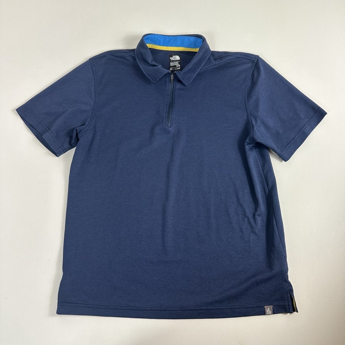 ■THE NORTH FACE■ Men's All-Round EX Short Sleeve Polo NT7P The North Face Men's Medium Blue Zip Collar Short Sleeve