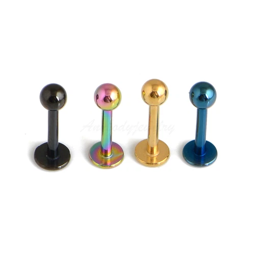 16G 14G 5/16”(8mm) Titanium Anodized Steel Labret Monroe Ring Tragus Ear Lip Bar