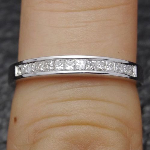 Princess Cut .40ct DIAMOND 14K WHITE GOLD Channel WEDDING BAND Engagement RING - Picture 1 of 6
