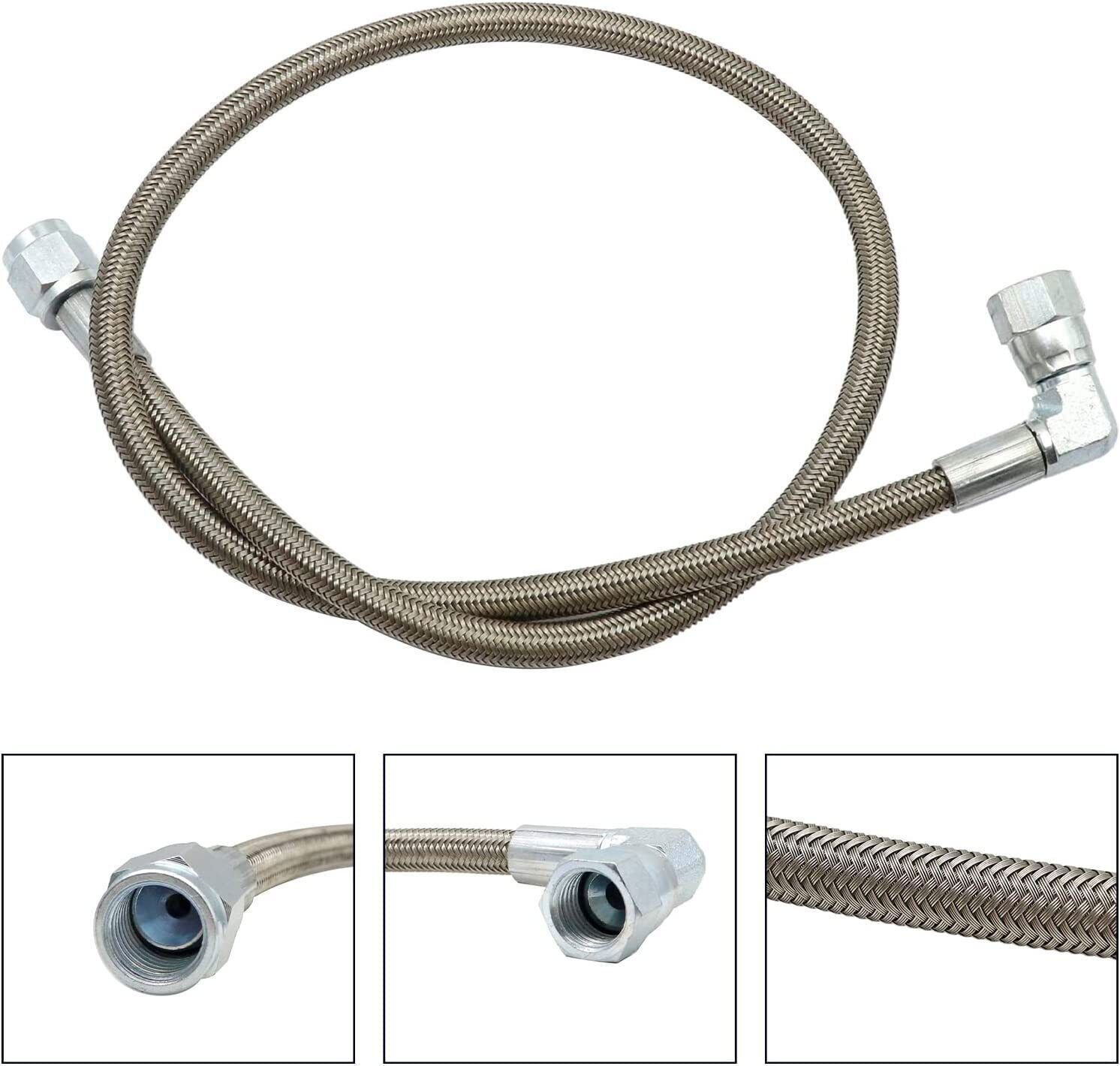 Feed Line 24" Steel Braided -4 -4an 90 Degree X Straight Ptf