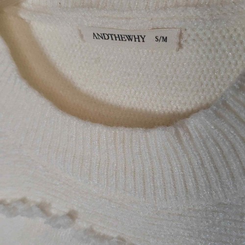 ANDTHEWHY Sz S/M Cream Fringe Sweater - Picture 3 of 6