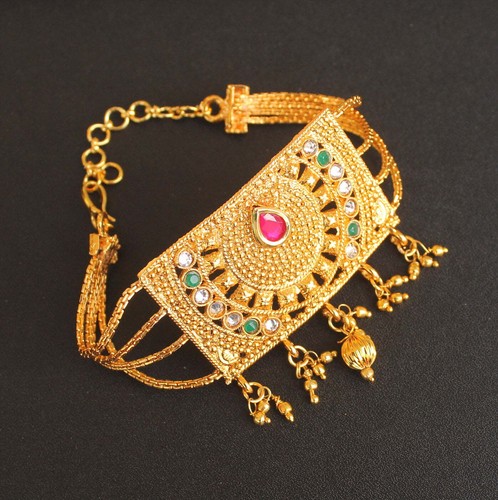 Gold Plated Bajuband Traditional Kundan Stone Studded For women - Picture 8 of 35