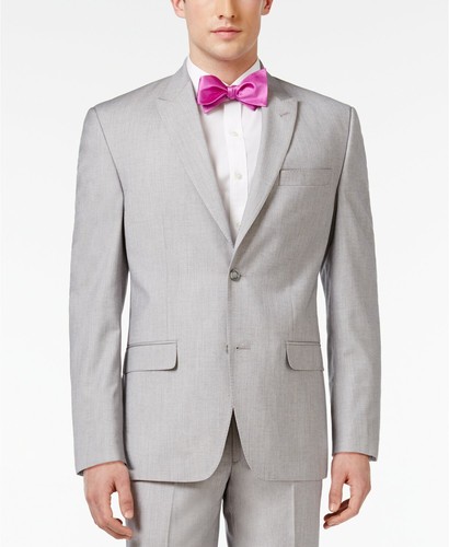 $275 Sean John Men's Classic Fit Gray and Silver Sharkskin Sport Coat Jacket 40L