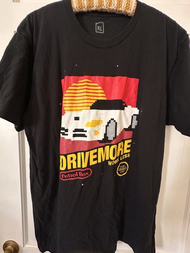 Petrol Box Car Culture Drive more work less T-shirt Retro Nintendo Game Style XL - Picture 2 of 3