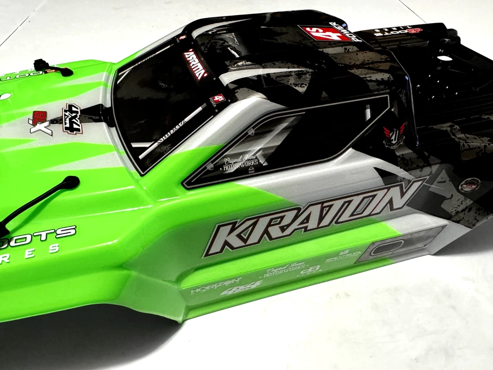 Arrma Kraton 4S V2 BLX Body Factory Painted Decaled Green Truck Clips 4X4 08 - Image 3 of 4