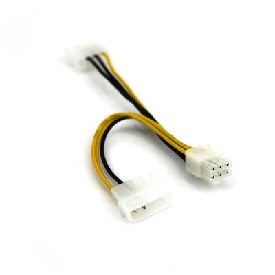 LOT=4 VCOM CE313 18inch 2x 4Pin Molex Male to 6pin PCI-E Power Adapter Cable