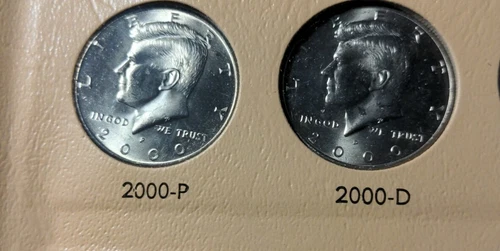 2000 P and 2000  D Kennedy half dollar BU UNCIRCULATED FROM ROLL  (2 COINS)