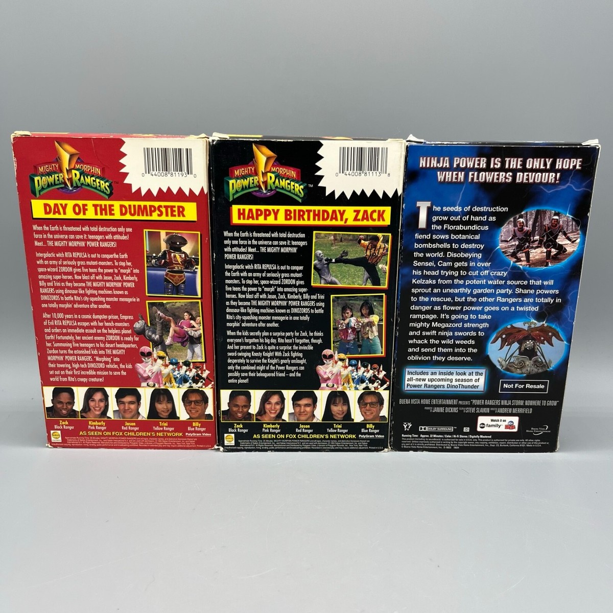3 Power Rangers VHS Tapes Day of the Dumpster, Happy Birthday Zack