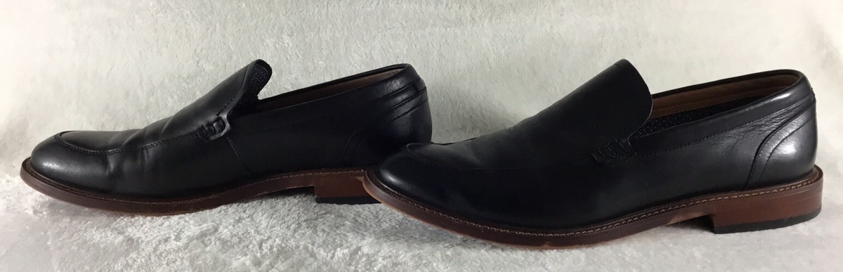 Aston Grey Salkin Men’s Dress Shoes Size 10 Black Leather Slip On EUC Aston Grey Shoes Mens 10M Black Leather Loafers Apron Toe  main image 2