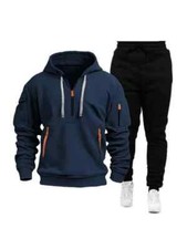 Ensemble Sport Homme Costume Set Pull en Tricot Et Pantalon Bleu Marine 62605