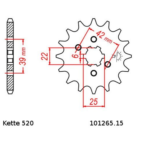 Kettensatz Honda XL 250 K 75-78 Kette DID 520 L100 offen 15 / 45 - Picture 2 of 4