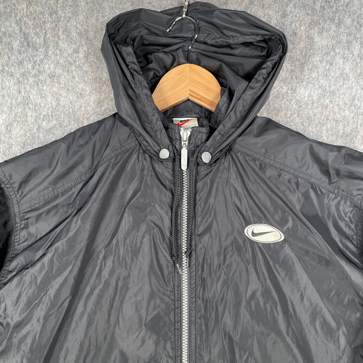Vintage Nike Jacket Teens XL 164-176 Black Big Swoosh Logo Vintage Nike Jacket Teens XL 164-176 Black Big Swoosh Logo