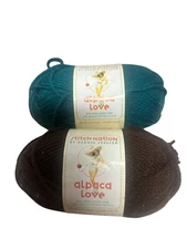 Stitch Nation Alpaca Love Yarn - Lot Of 2 - Peacock Feather / Espresso Bean