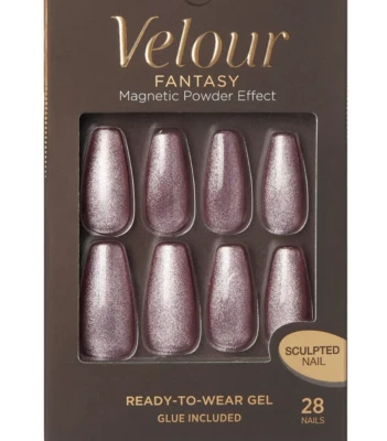 KISS VELOUR MAGNETIC FALSE NAILS GLUE-ON NAILS SCULPTED LONG LENGTH VELVETY