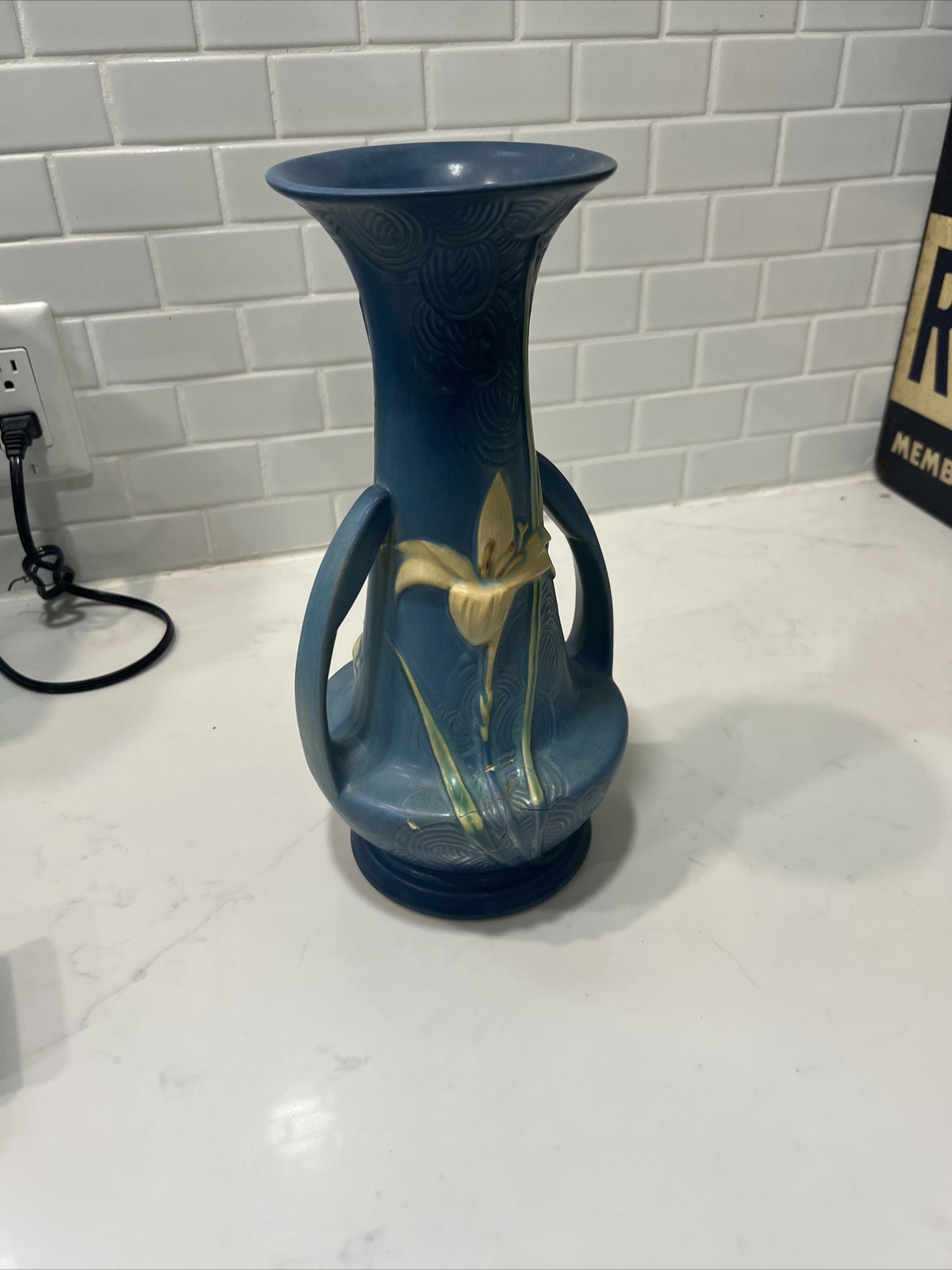 Vintage Roseville Pottery Blue Zephyr Lily 14012” Vase READ!!! eBay