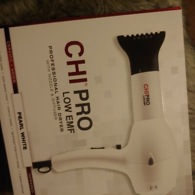 NEW CHI Pro Low EMF 1500W Professional Hair Dryer with Diffuser Pearl White  633911625392|