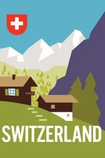 Switzerland Swiss Alps Mountain Range Vintage Travel Art Poster 16x24