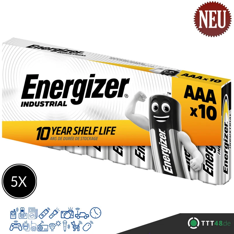 50 x Energizer Industrial AAA Micro Alkaline MN2400 L92 1,5V im Karton - Bild 2 von 2