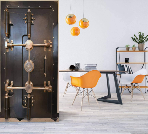 Calcomanía de puerta antigua banco bóveda puerta metal puerta puerta 3D pegatina extraíble - Imagen 3 de 6