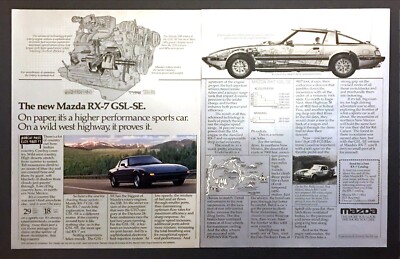 1984 Mazda RX-7 GSL-SE Coupe photo ''Proven High Performance'' 2-page print ad