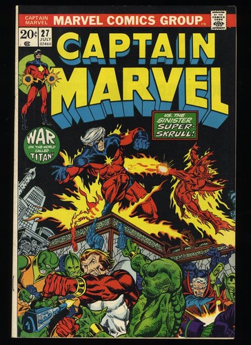 Captain Marvel #27 Sehr guter Erhaltungszustand/NM 9.0 3rd Thanos! 1. Starfox! Marvel 1973