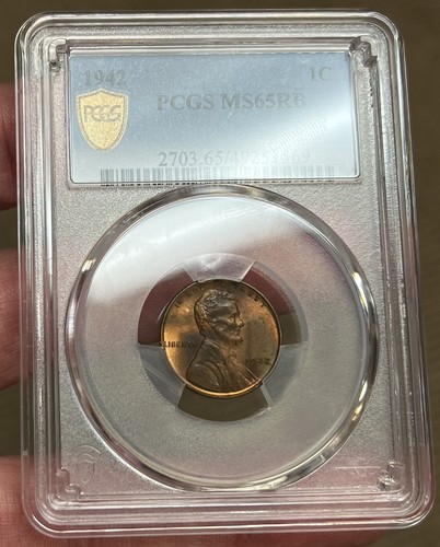 1942 Lincoln Wheat Cent PCGS MS65RB Toned Coin 1C Gold Shield Secure - Picture 15 of 17
