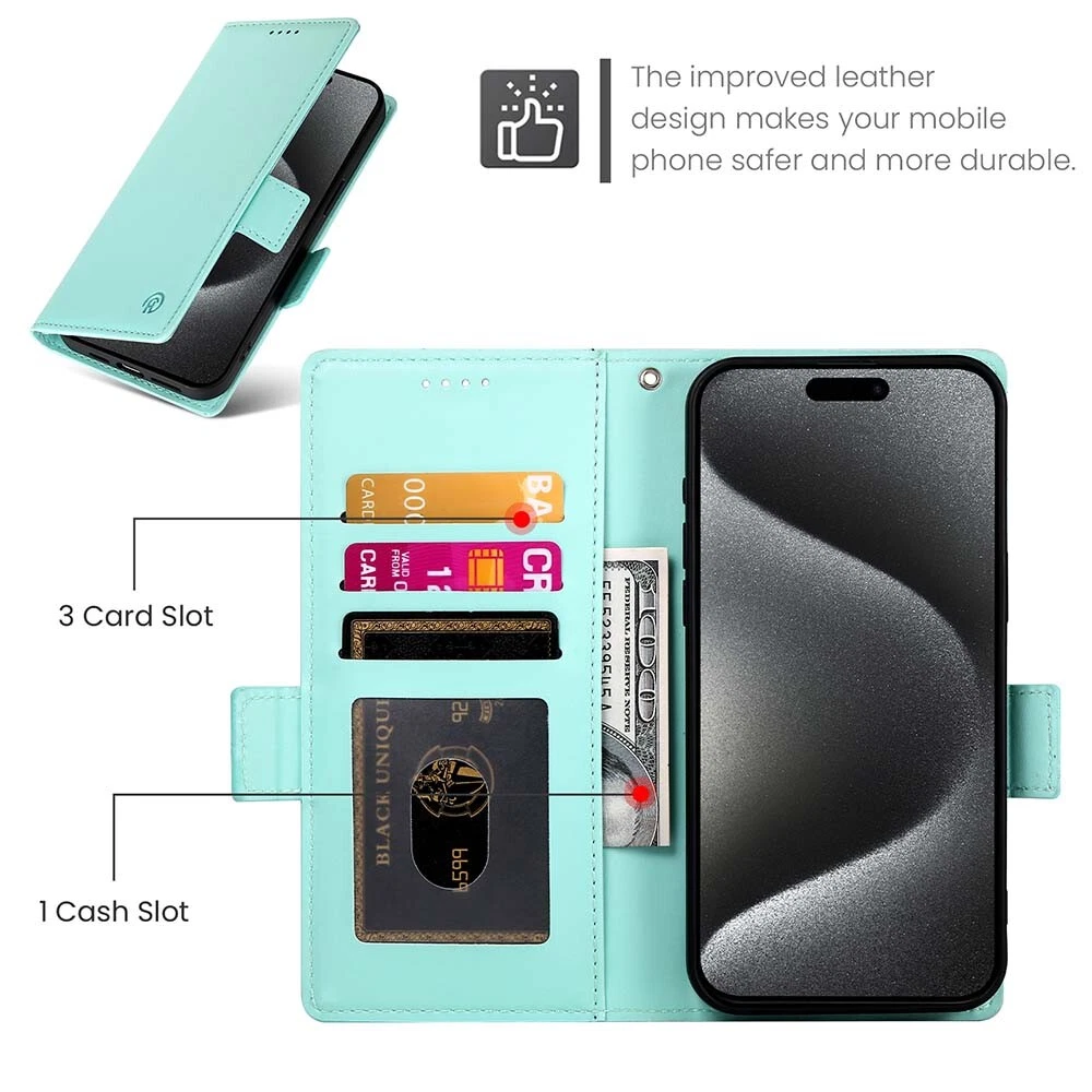 Luxury Magnetic Leather Flip Wallet Case for iPhone 11 12 13 14 15 Pro