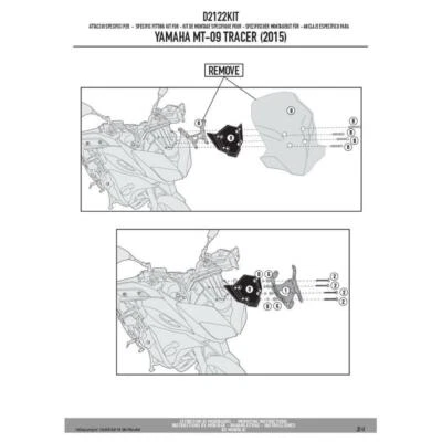 Kit D'Attaches Spécifique Pour 2122DT Pour YAMAHA 850 MT09 2015-2017 - Photo 1/3