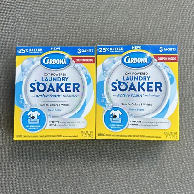 CARBONA OXY POWERED LAUNDRY SOAKER Stain Remover Color Safe Fresh Scent 2 Boxes