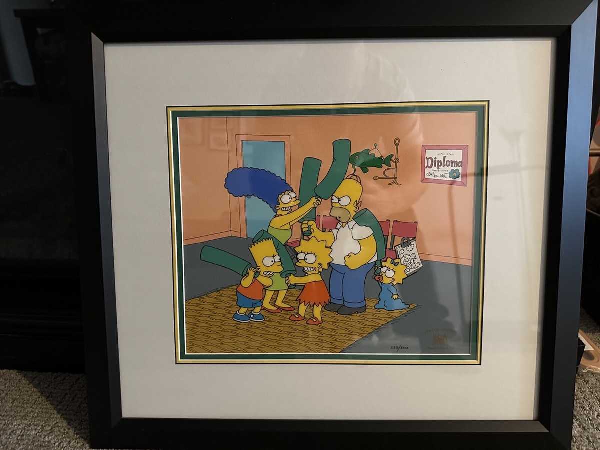 Framed Simpsons Very Rare Season 1 Cel Numbered Bat's