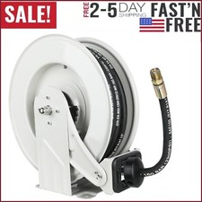 Fuel Hose Reel Retractable Machine Oil Hose Reel 1/2" x 50' Auto Rewind 2300PSI