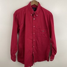IVY CREW Shirt Mens Large Red Long Sleeve Button Down 100 Cotton Logo