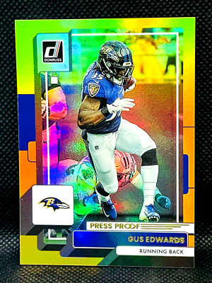 2022 Donruss Premium - GUS EDWARDS #191 - Gold Press Proof Holo Prizm - RAVENS